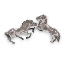 Combat de chevaux miniature en argent 833