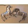 Combat de chevaux miniature en argent 833