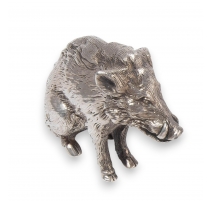 Sanglier assis miniature en argent 830