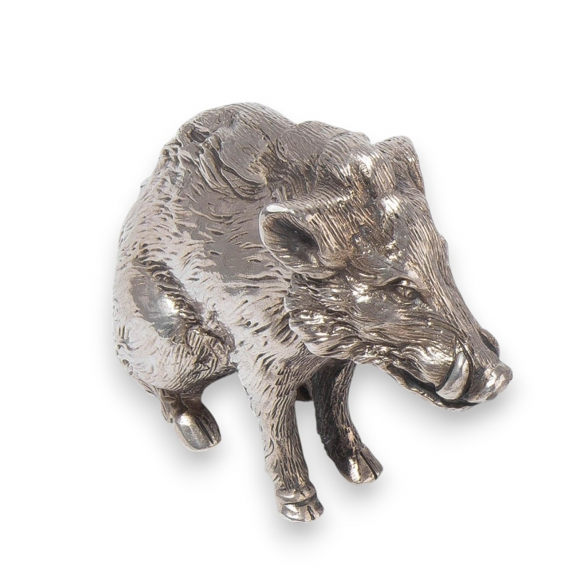 Sanglier assis miniature en argent 830