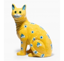 Chat assis en céramique signé E. GALLÉ