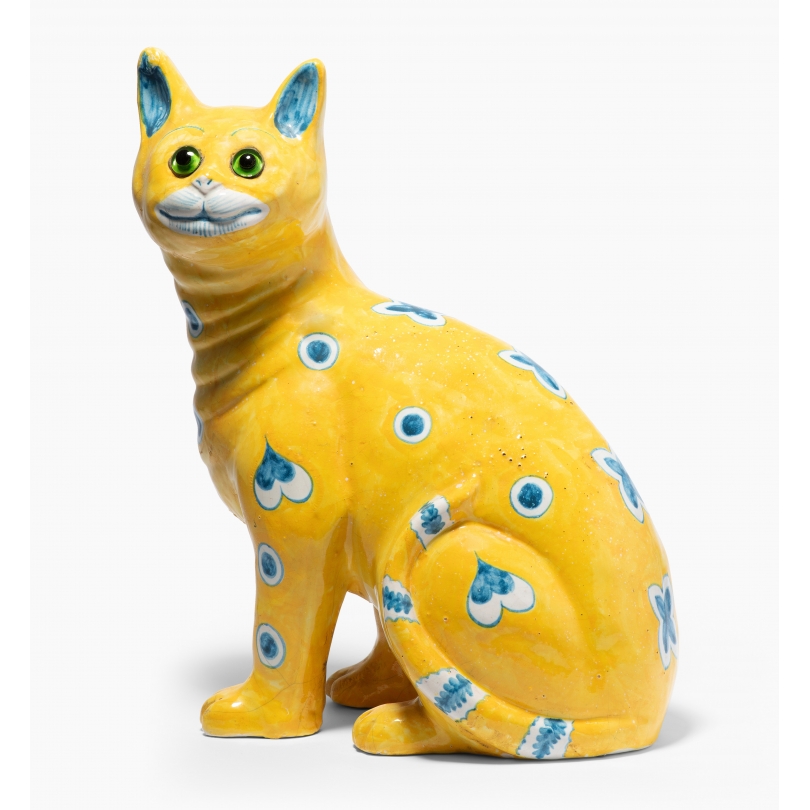 Chat assis en céramique signé E. GALLÉ