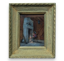 Tableau "Mousquetaire à la cheminée" signé ROTH