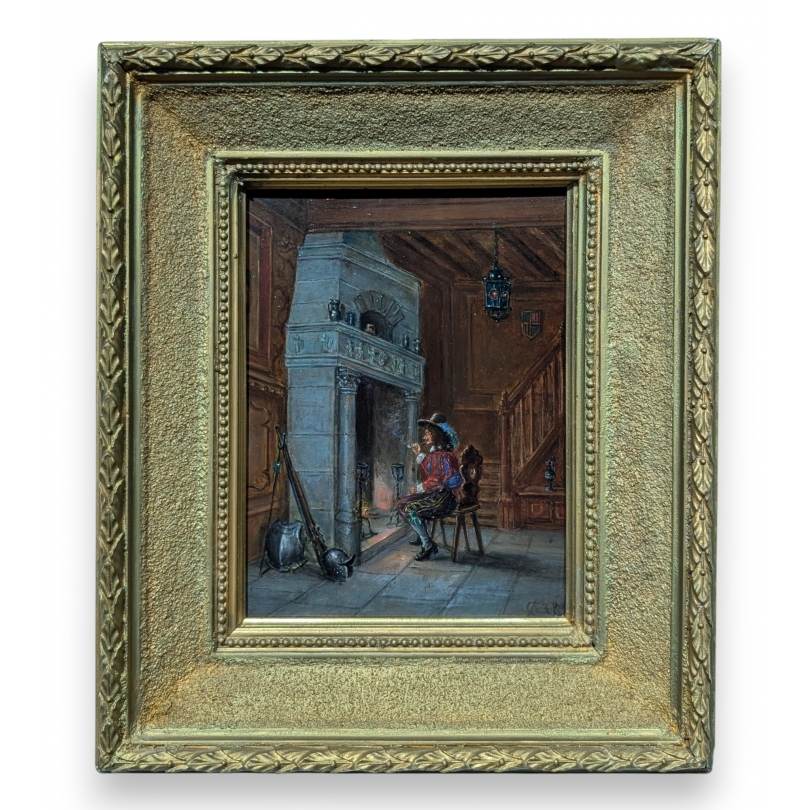 Tableau "Mousquetaire à la cheminée" signé ROTH