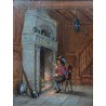 Tableau \"Mousquetaire à la cheminée\" signé ROTH