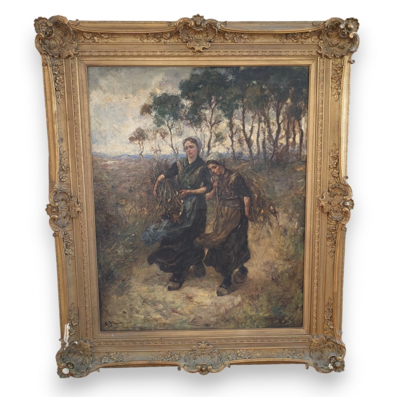 Tableau \"Porteuses de fagots\" signé KOPPENOL