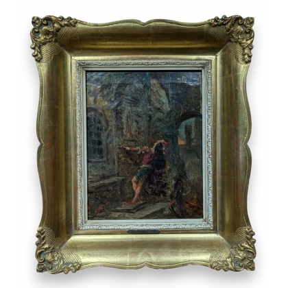 Tableau \"Roméo et Juliette\" signé FORTUNY