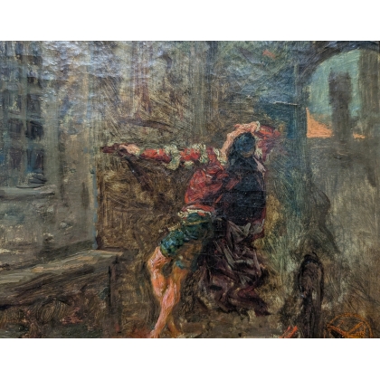 Tableau \"Roméo et Juliette\" signé FORTUNY