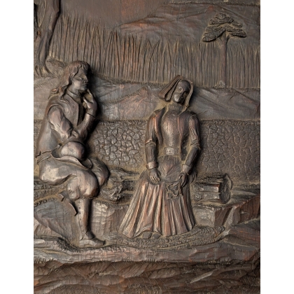 Paire de panneaux en bois sculpté