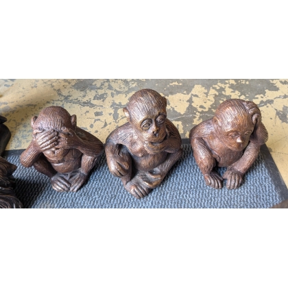 Set of 3 bronze ‘wise’ monkeys