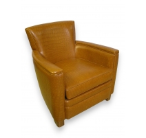 Fauteuil en simili-cuir, couleur miel