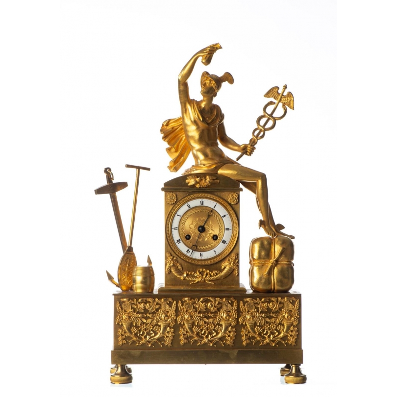 Pendule "Mercure" en bronze doré