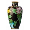 Vase en émail cloisonné Fleurs, fond noir
