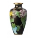 Vase en émail cloisonné Fleurs, fond noir