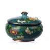Cloisonné enamel box with flowers, blue background