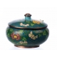 Boite en émail cloisonné Fleurs, fond bleu