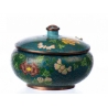 Boite en émail cloisonné Fleurs, fond bleu