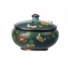 Cloisonné enamel box with flowers, blue background