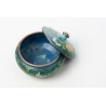 Cloisonné enamel box with flowers, blue background