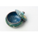 Boite en émail cloisonné Fleurs, fond bleu
