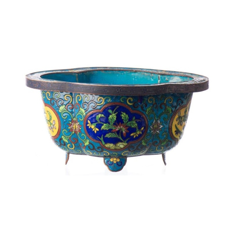 Jardinière en émail cloisonné Fleurs