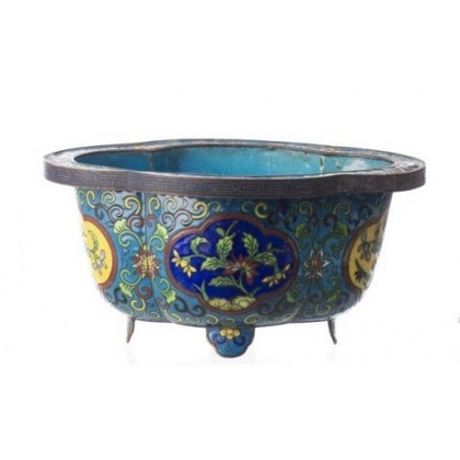 Jardinière en émail cloisonné Fleurs