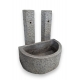 Fontaine demi-lune en granite avec double chêvre