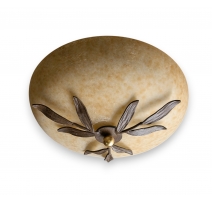 Plafonnier en verre beige et fer battu