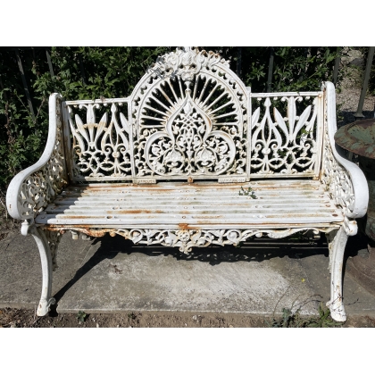 White cast-iron garden bench