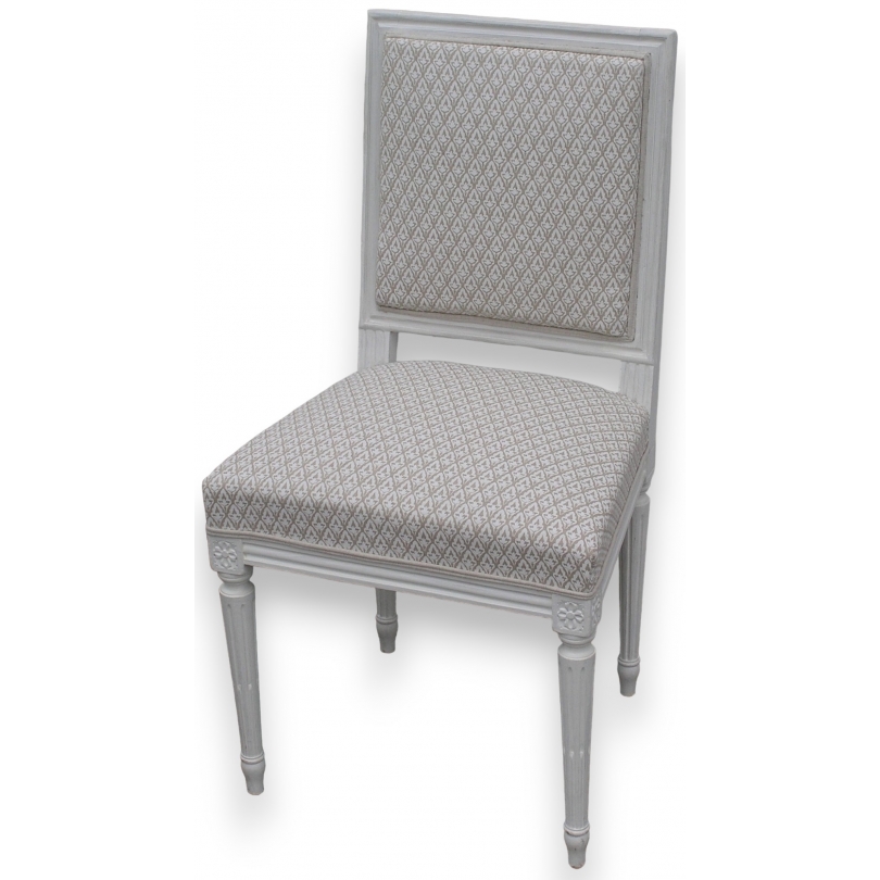 Paire de chaises style Louis XVI peintes en blanc