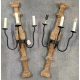 Paire d'appliques Balustre en fer forgé et bois