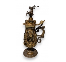 Chope en verre souflé et bronze doré