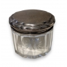 Boite ronde en cristal, couvercle en argent 830S
