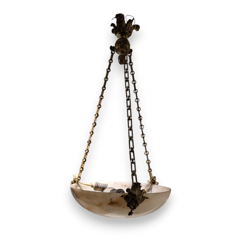Suspension Napoléon III en albâtre et bronze doré