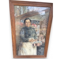 Aquarelle "Cuisinière" signé M. BEDOT-DIODATI