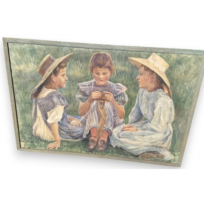 Aquarelle "Trois jeunes filles"