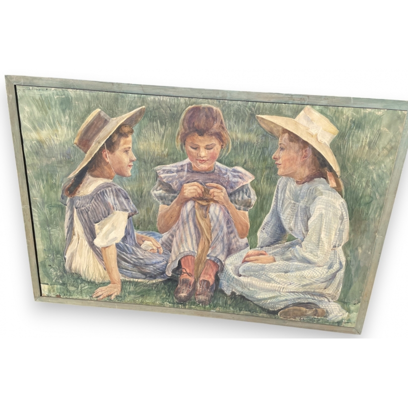 Aquarelle "Trois jeunes filles"