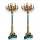 Paire de candelabres en bronze et malachite