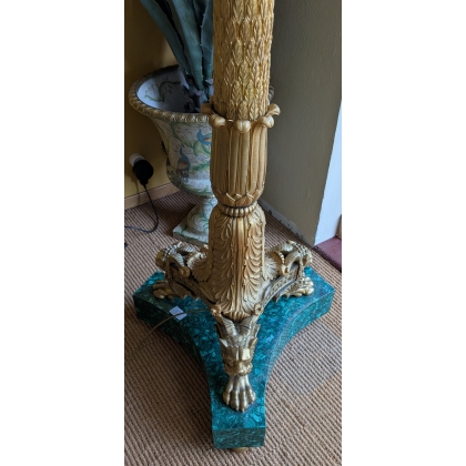 Paire de candelabres en bronze et malachite