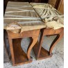 Pair of walnut side tables with lion’s paw legs