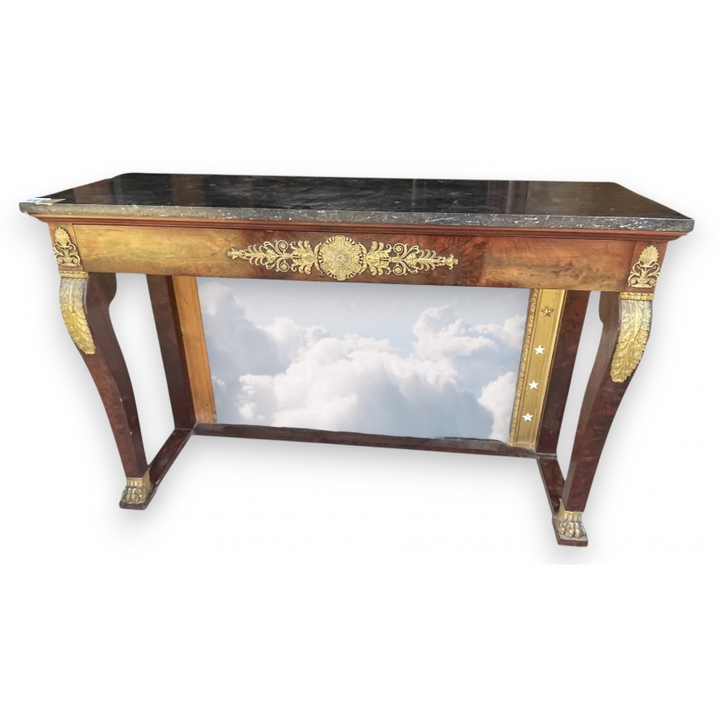 Paire de consoles au fond miroir en acajou