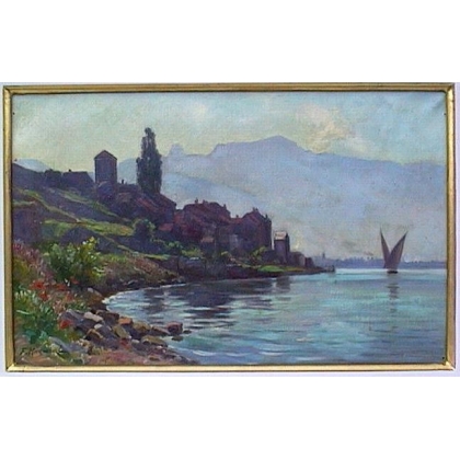 Painting "View of the Lavaux,"