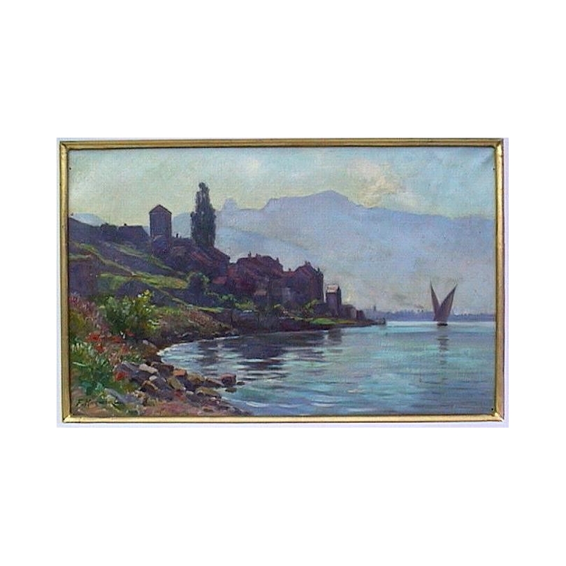 绘画 | 画作《拉沃风光》。Moinat SA  - 古董与装饰艺术