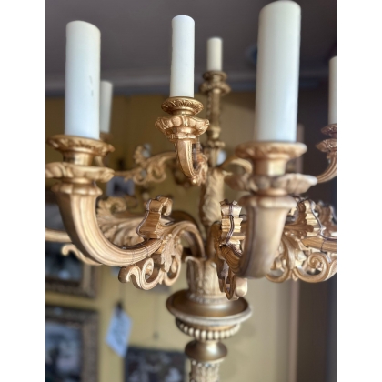 Paire de candelabres en bronze et malachite