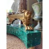 Paire de candelabres en bronze et malachite