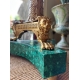 Paire de candelabres en bronze et malachite