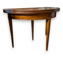 Table à jeux demi-lune Directoire en cerisier