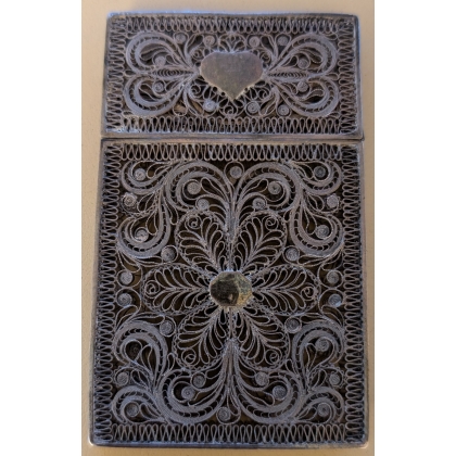 Boite à cartes filigrane en argent