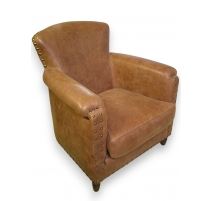 Fauteuil, modèle Helen, recouvert de cuir