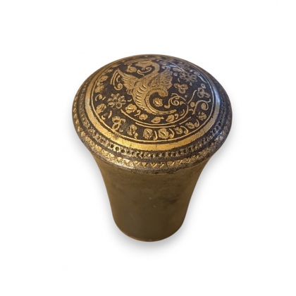Toledo-style niello-worked metal walking stick knob